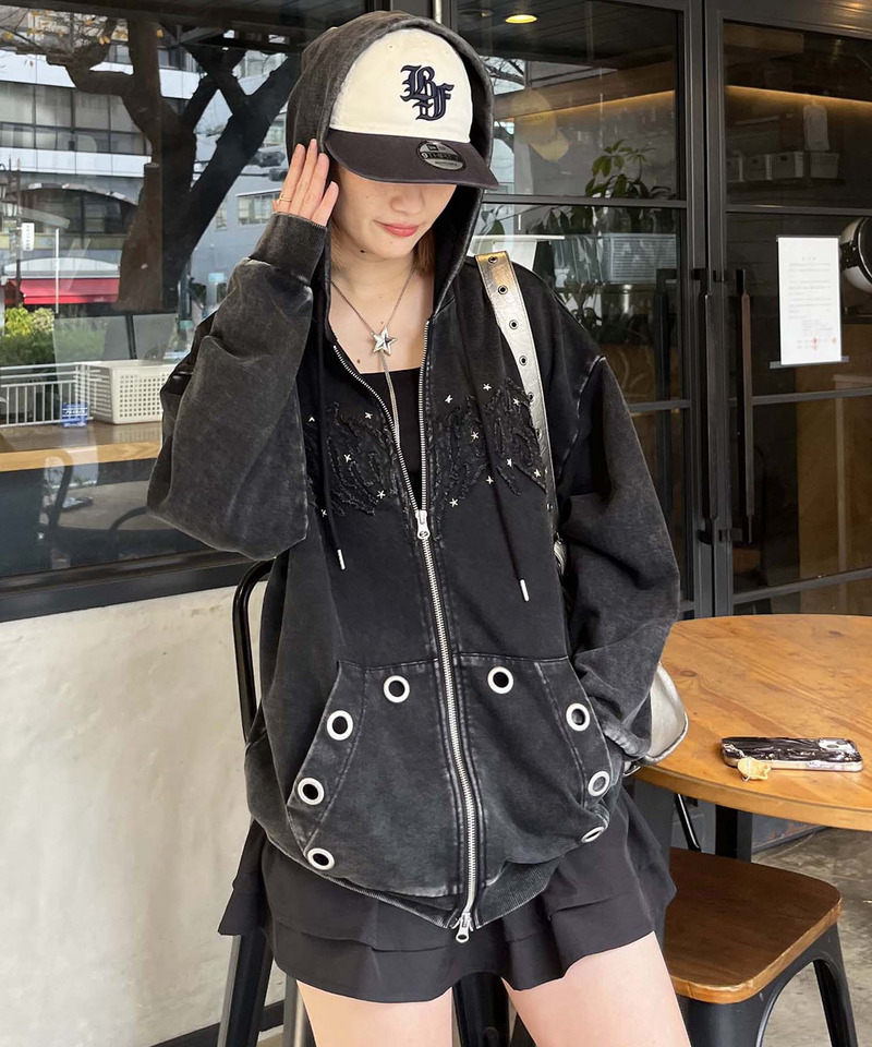 アイレットクラッシュロゴオーバーパーカー｜SPIRALGIRL スパイラル