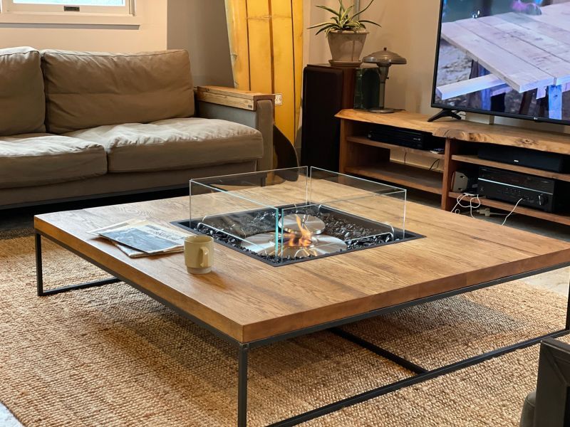 ≪ローテーブル≫【バイオエタノール暖炉センターテーブル / ラフ
