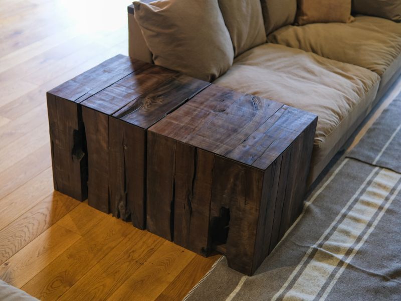 送料無料≪サイドテーブル≫【無垢ウォールナット/キューブサイド