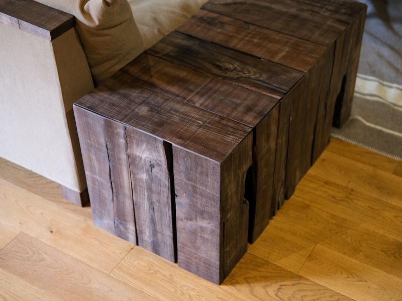 送料無料≪サイドテーブル≫【無垢ウォールナット/キューブサイド