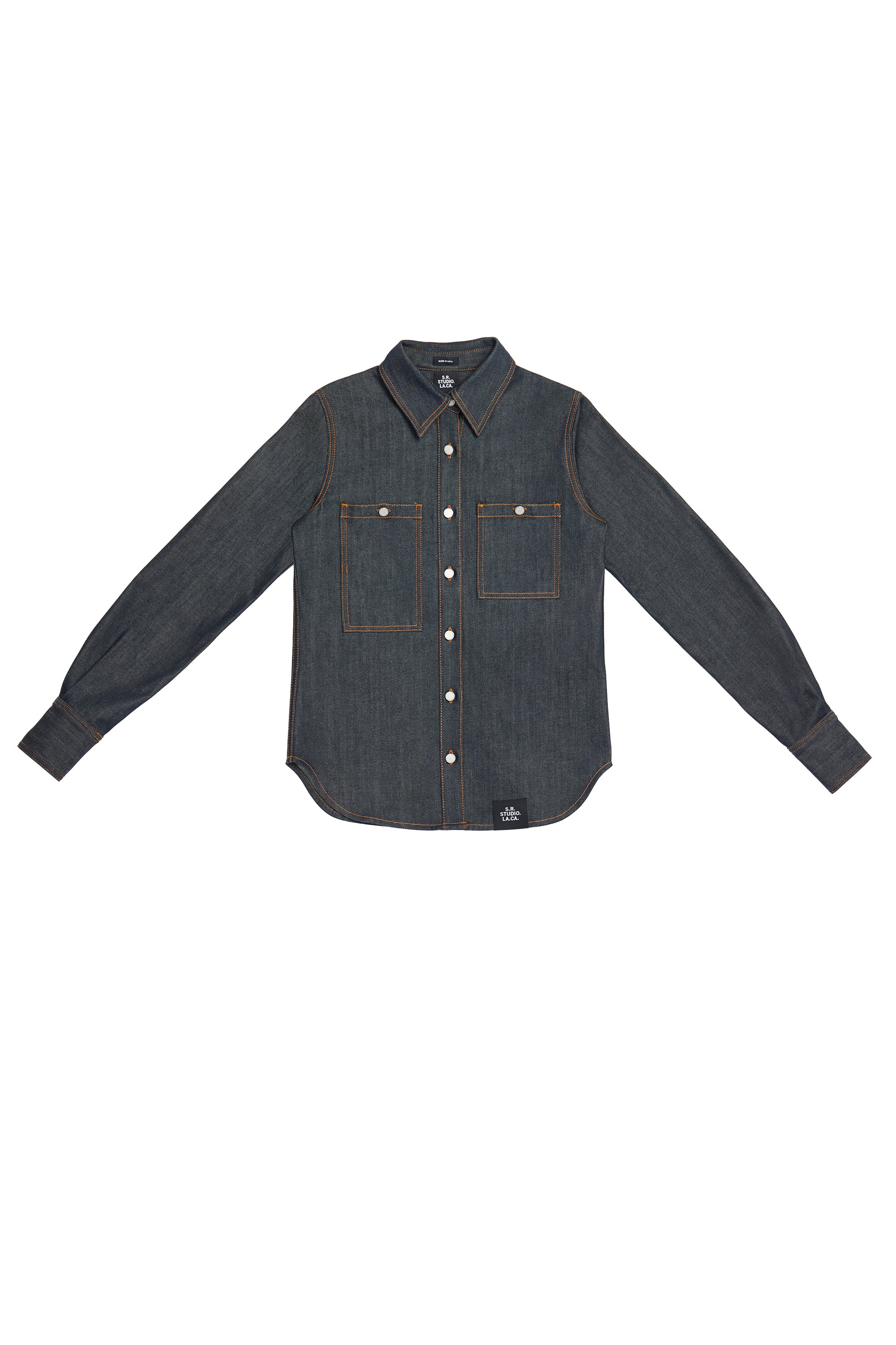 WOMEN'S LONG SLEEVE BUTTON DOWN SHIRT WITH CONTRAST STITCHING