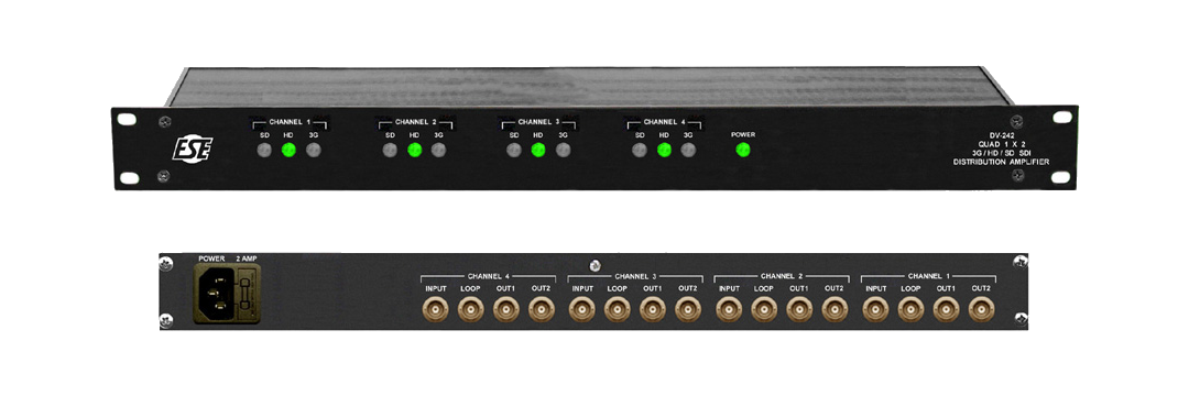 DV-242/LOOP Quad 1 x 2 3G/HD/SD SDI Distribution Amplifier - SDI分配器
