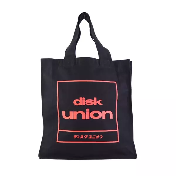 diskunion 四角ロゴトートバッグ (Black/Black)/TOTE BAG/トートバッグ
