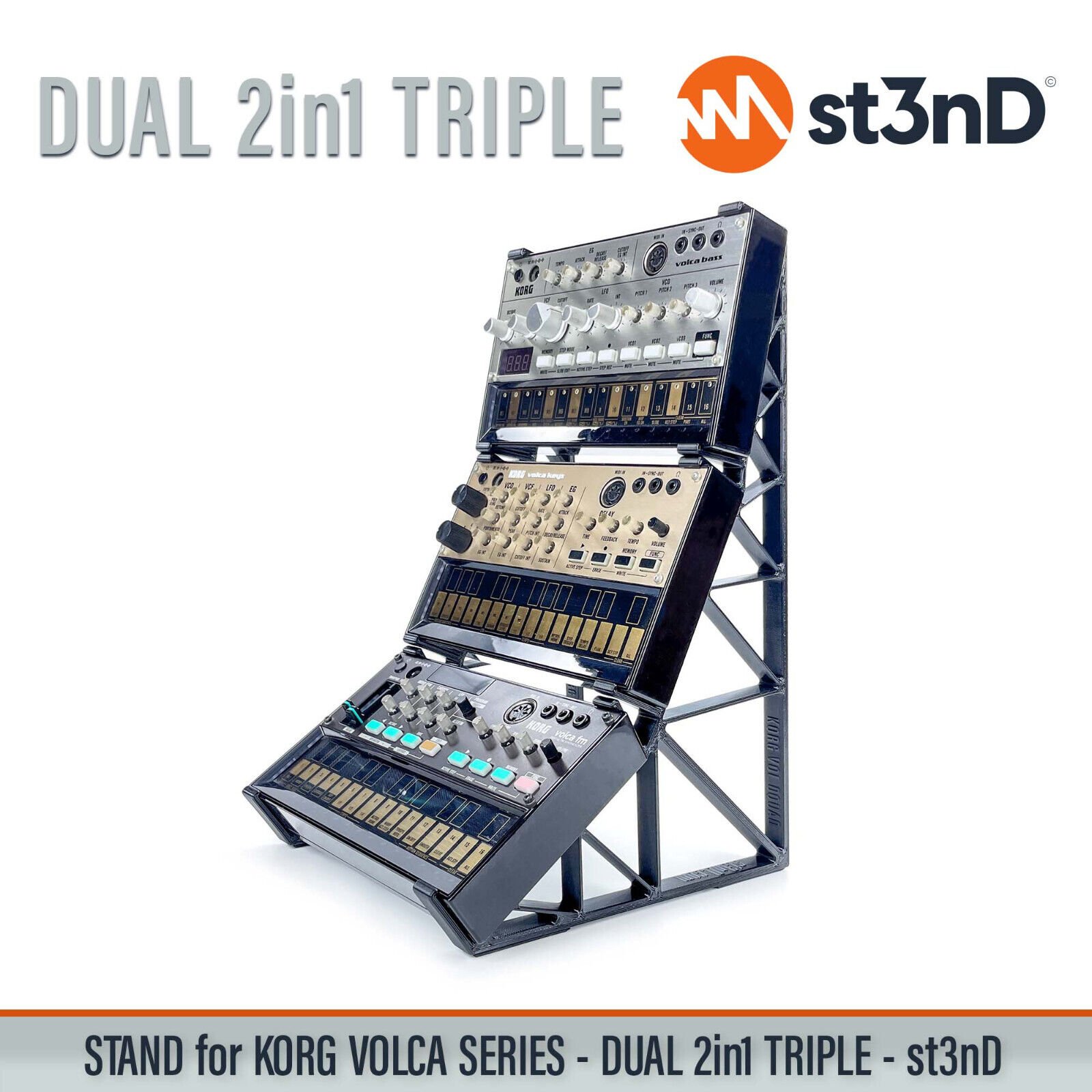 DUAL TRIPLE STAND for KORG VOLCA SERIES - Synth Stand + Dust Cover