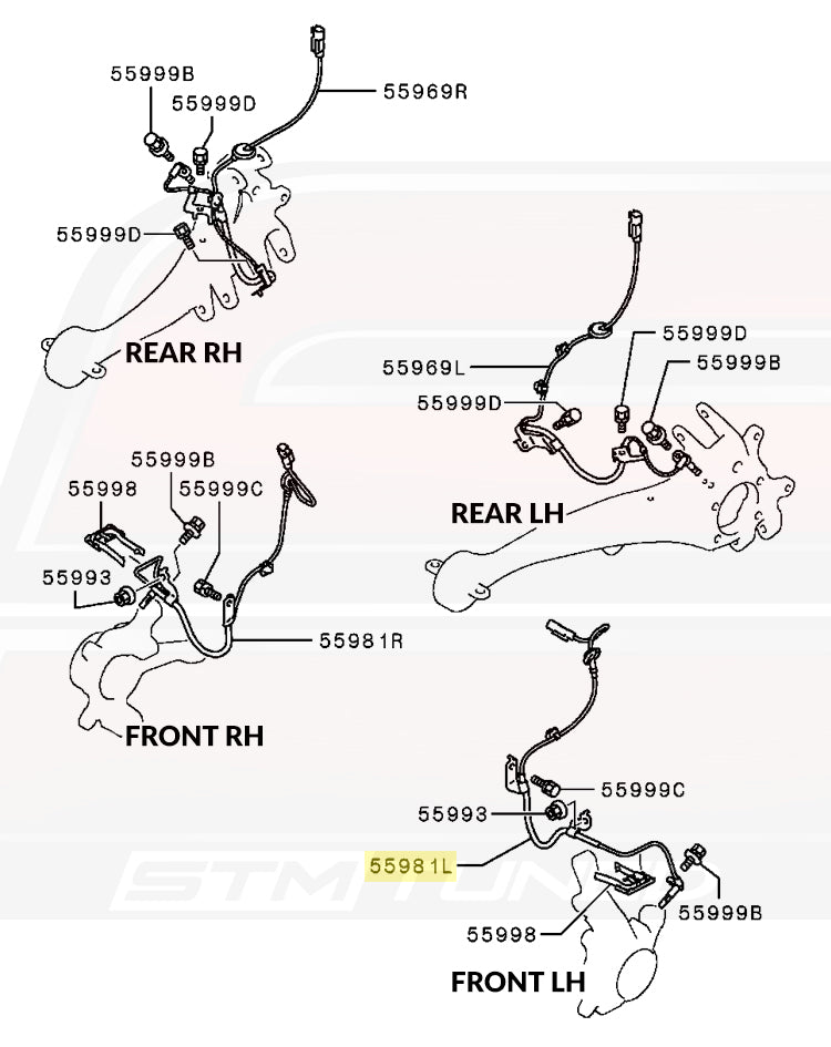 Ralliart ABS Wheel Speed Sensor Left Front (4670A575)