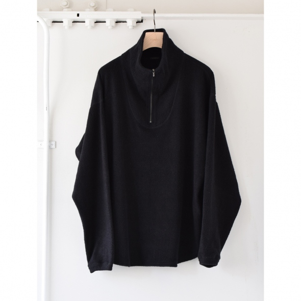 COMOLI / コモリ | シルクフリース ハーフジップ プルオーバー - Navy