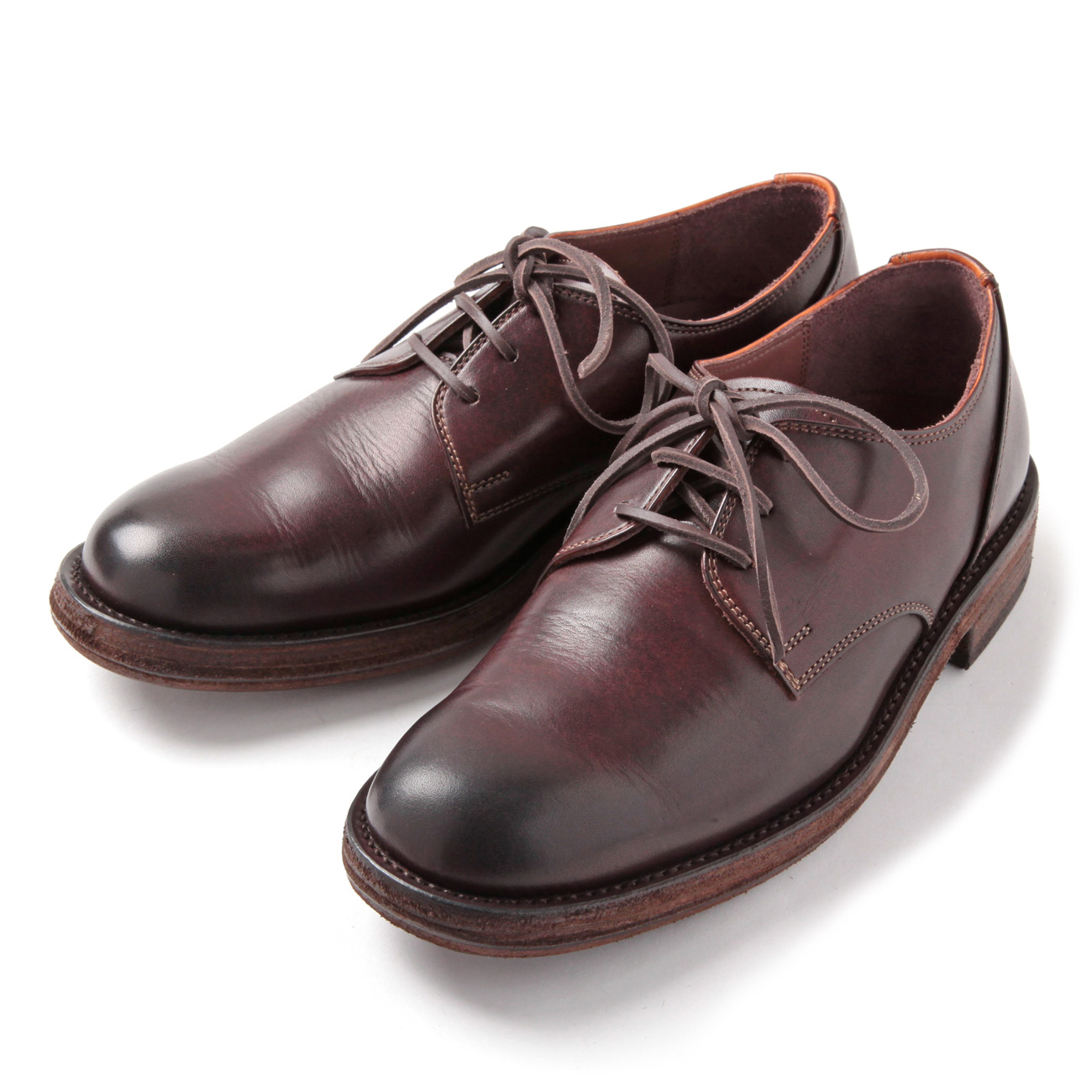 MOTO / モト | Wステッチ外羽根 Plain Toe Oxford Shoes #1632 - Brown