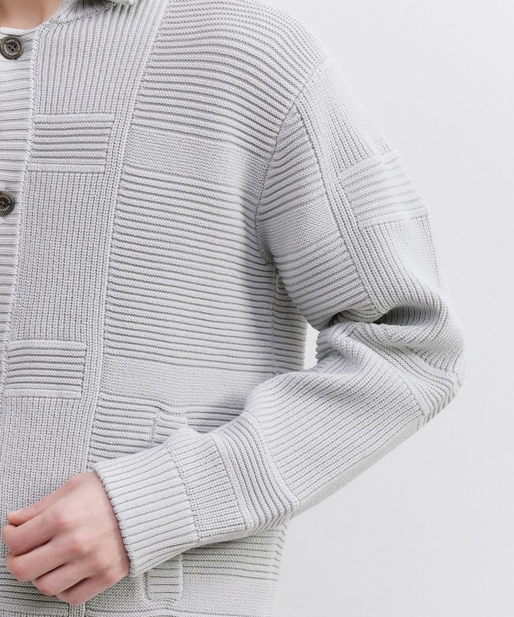 畦編みチェック ニットカーディガン（カーディガン/ボレロ） | TAKEO