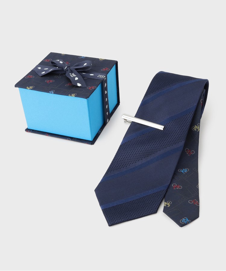 BOXセット】クラシックシャドーストライプ ネクタイ＆タイバー