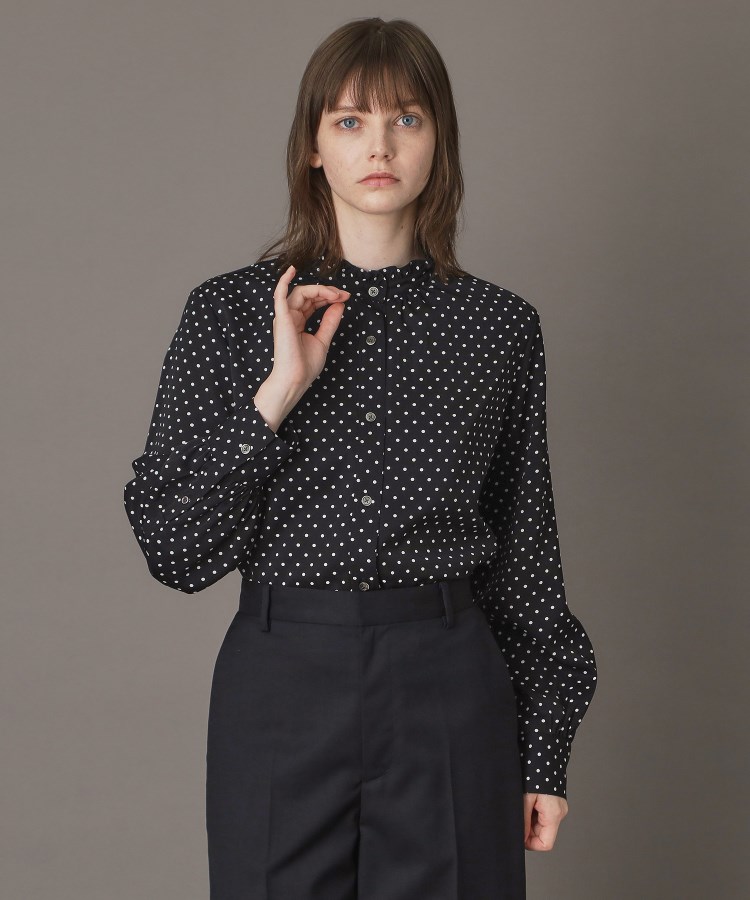 ドットスタンドフリルネックブラウス（シャツ・ブラウス