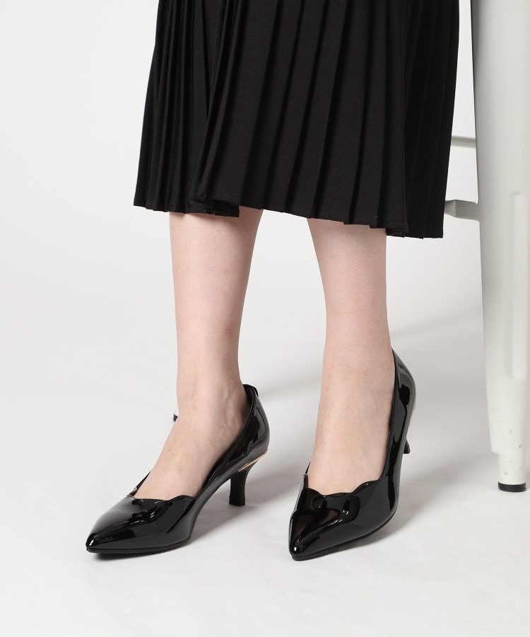 スカラップストラップミドルヒールパンプス【ESPERANZA＿blanca】結婚