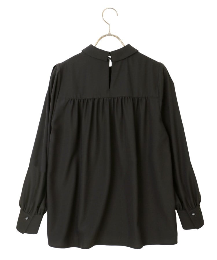 洗える】シャツカラーギャザーブラウス【長袖】（シャツ・ブラウス
