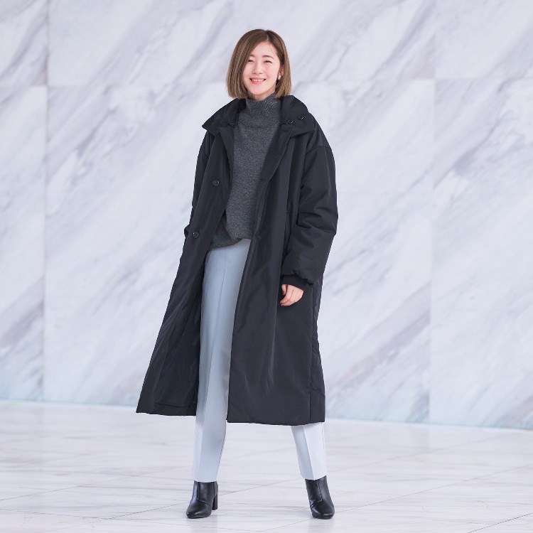 M～L】KAPOKスタンドカラーロングコート【ハンドウォッシュ/2WAY