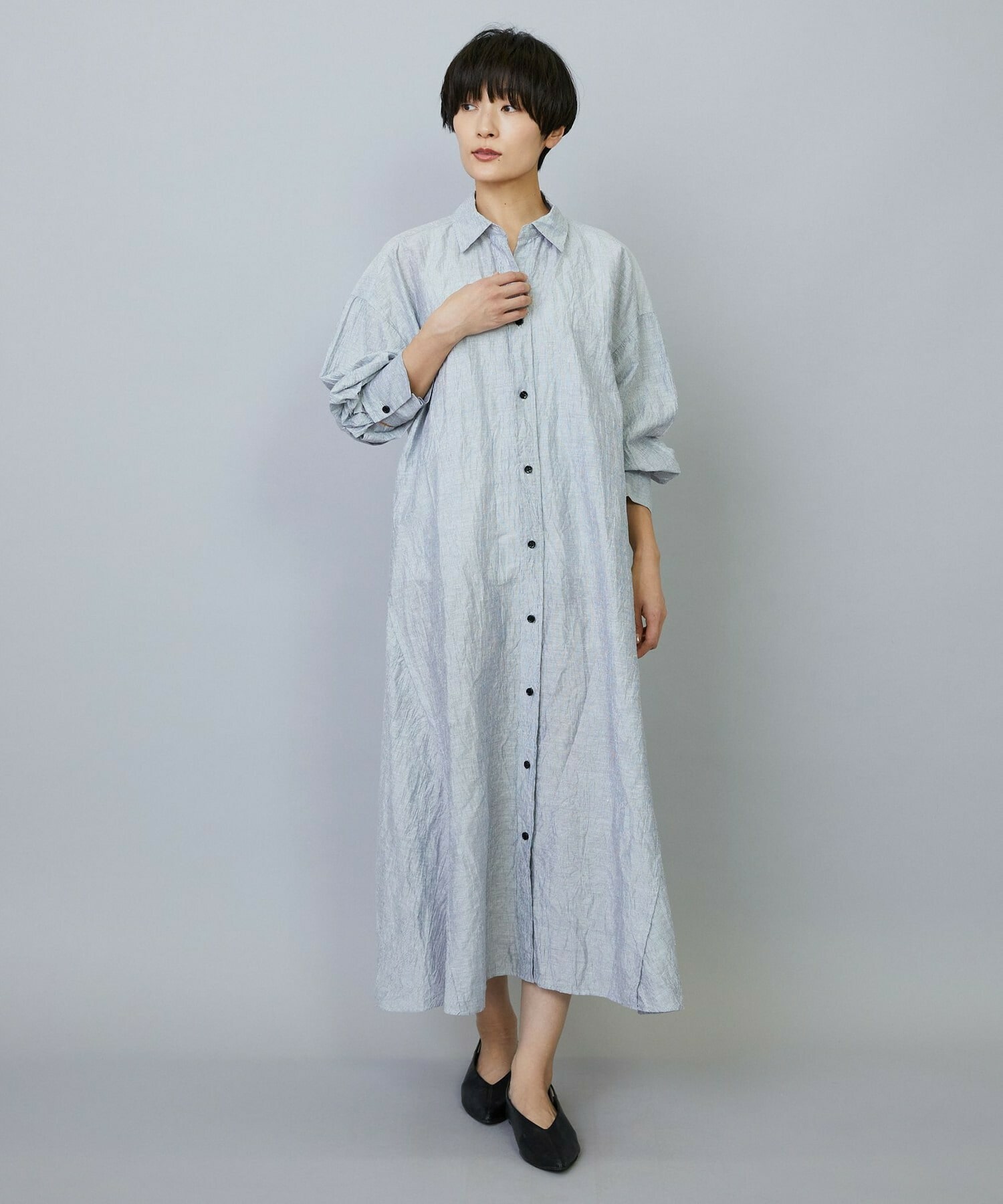 リネンワッシャーフレアーシャツワンピース｜BIGI online store - ビギ