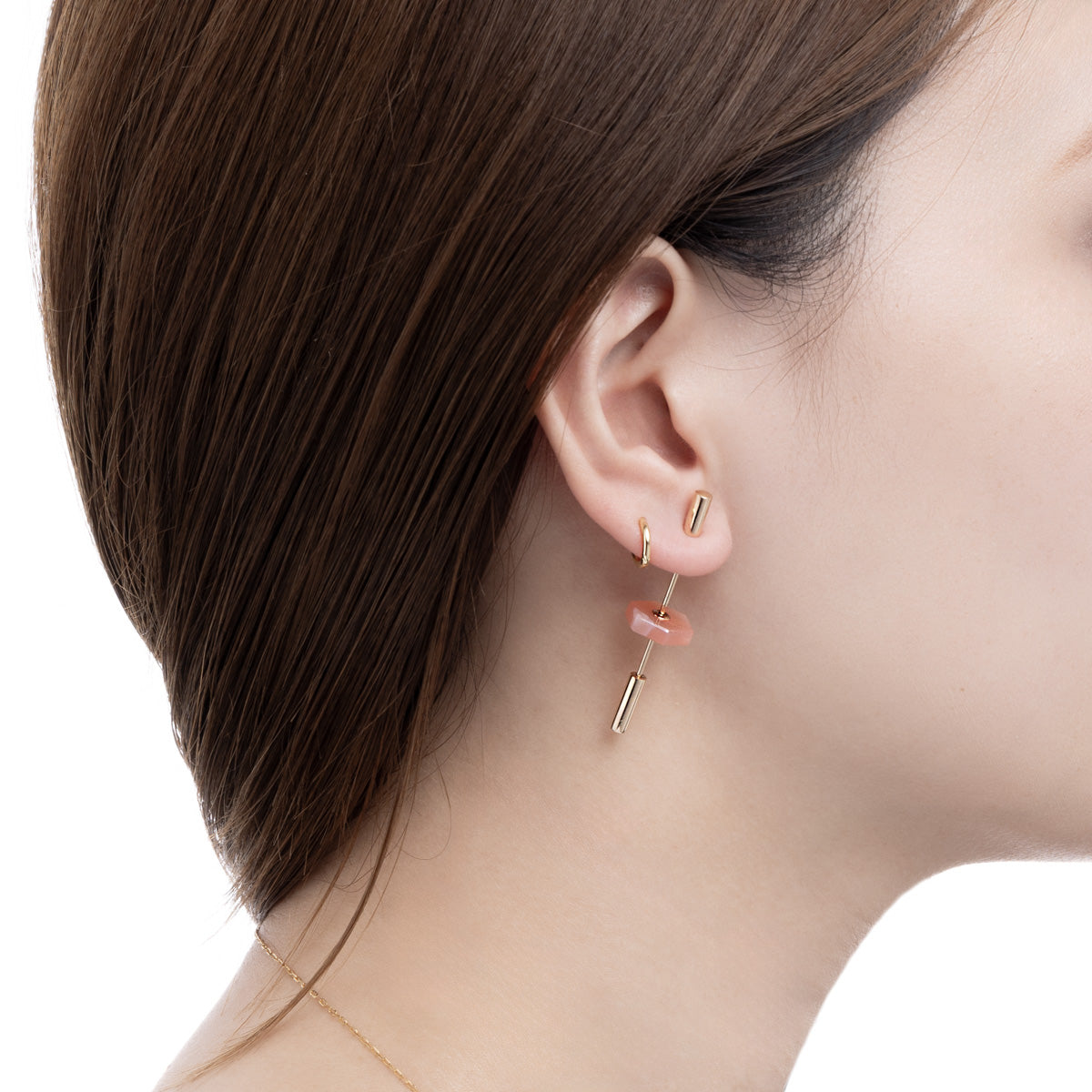 SPEAR ピアス ショート / ピンクアゲート