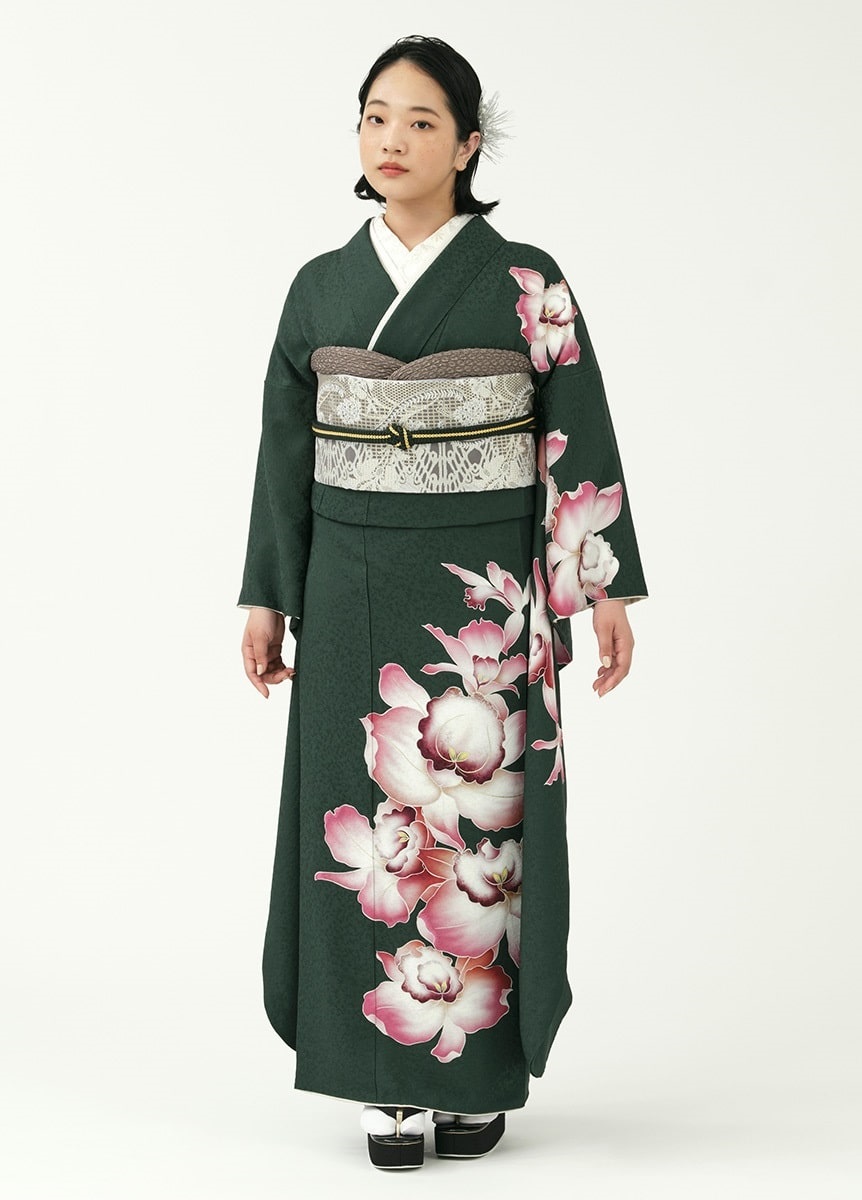 振袖 咲く、シンビジュウム-深緑-（ご予約受注品） | 振袖 | やまと