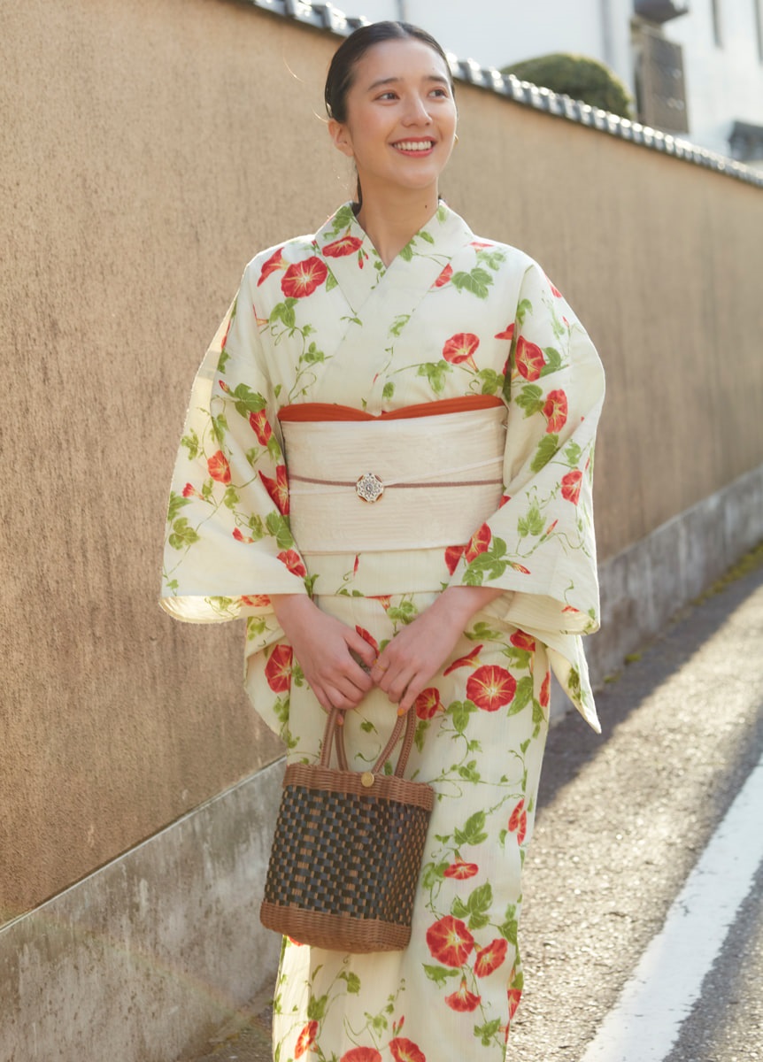 浴衣 風花 そよぐ朝顔 生成り（ご予約受注品） | 浴衣 | やまと