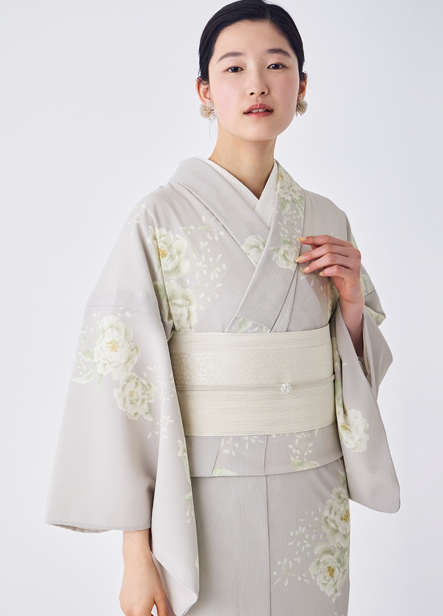 粗紗半幅帯 博多織 華切子・白（ご予約受注品） | 帯 | やまと