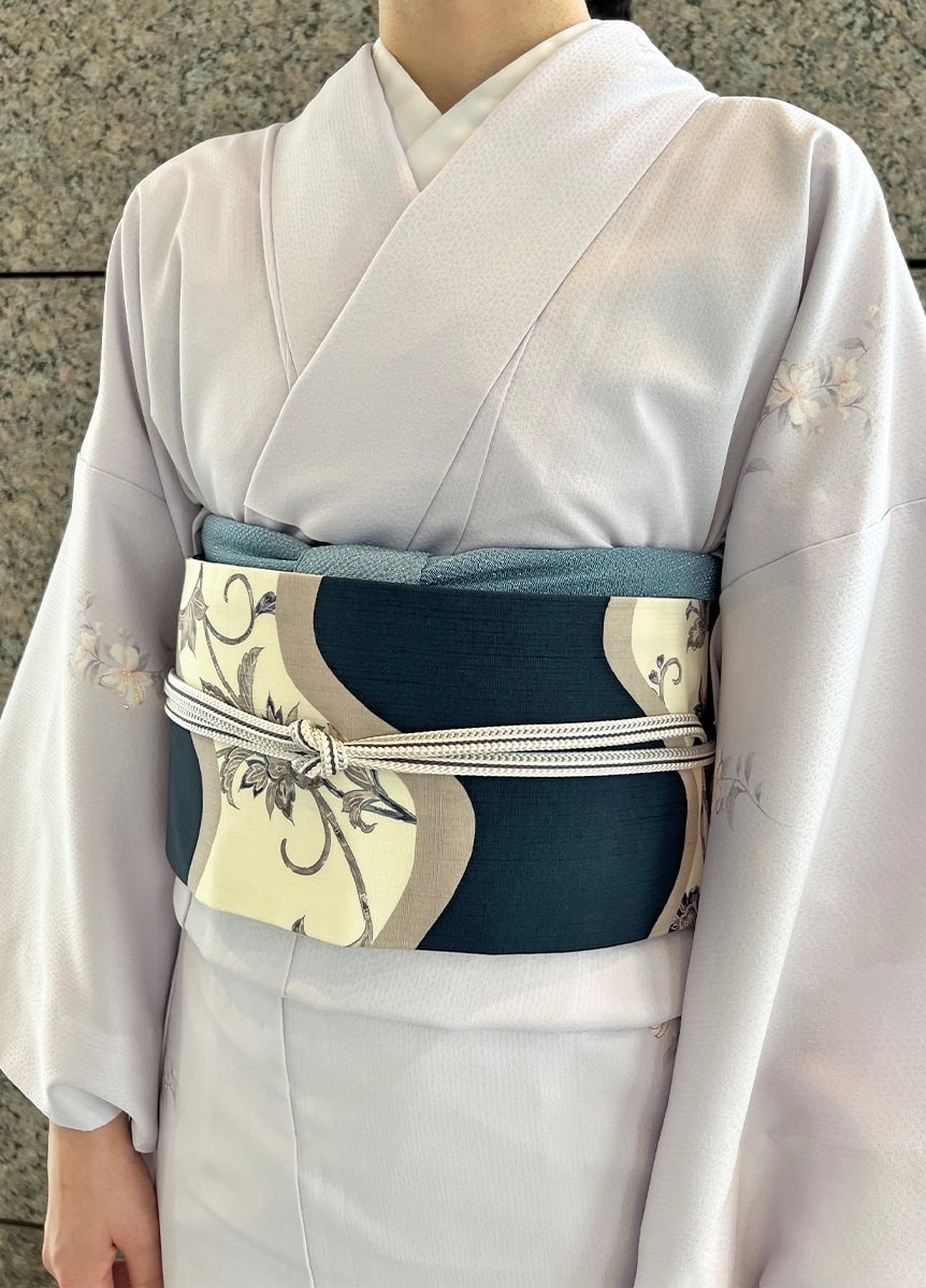 九寸名古屋帯 摺り友禅 更紗 濃紺（お取り寄せ品） | 帯 | やまと