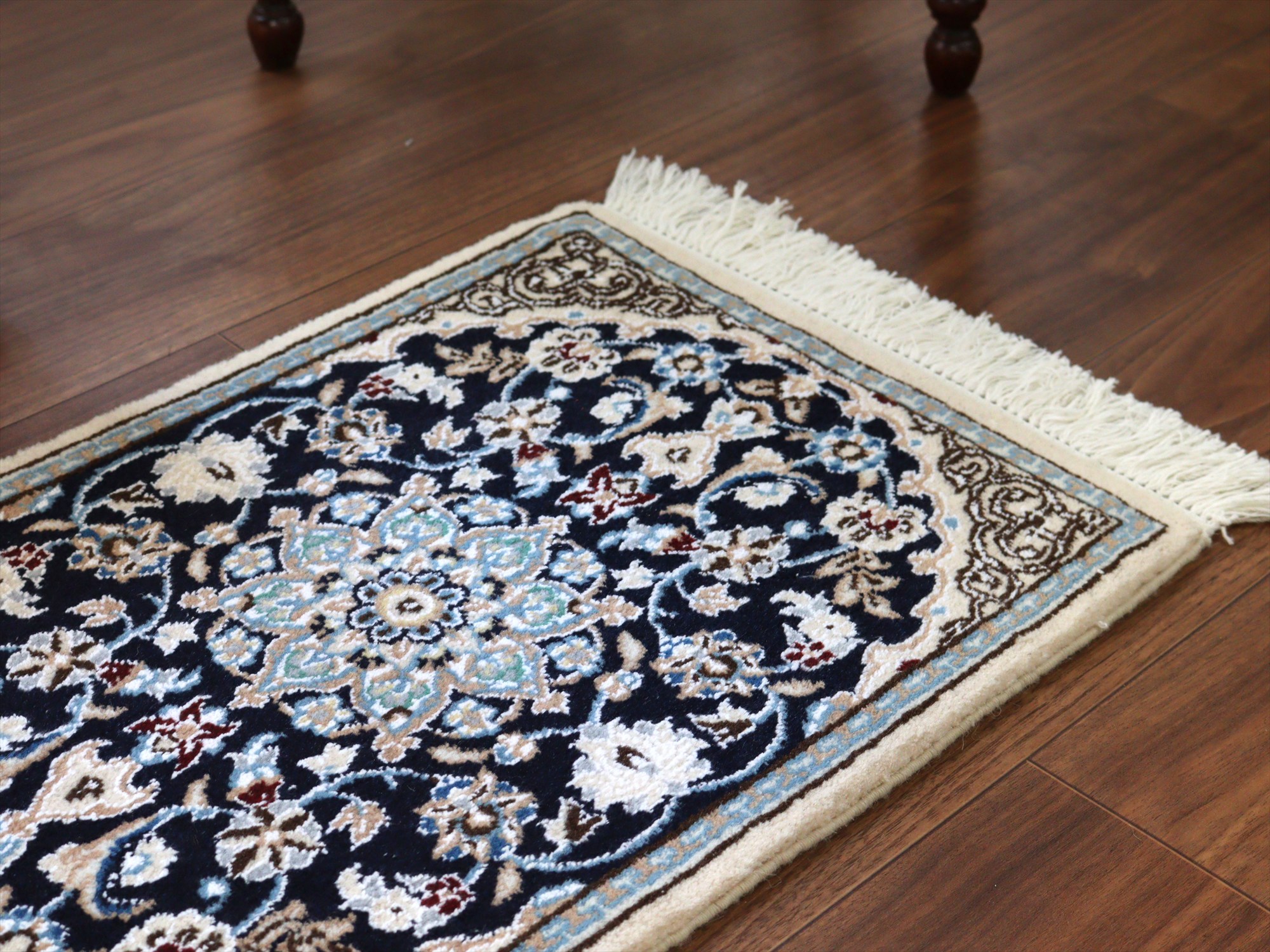 キリムスタイル / ペルシャ絨毯 ナイン産60×40cm Nain 9La/ ネイビー