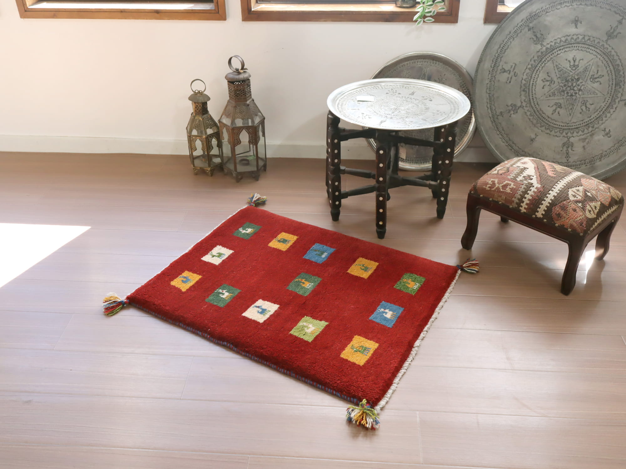 キリムスタイル / ギャッベ 玄関マットサイズ イランカシュカイ族の