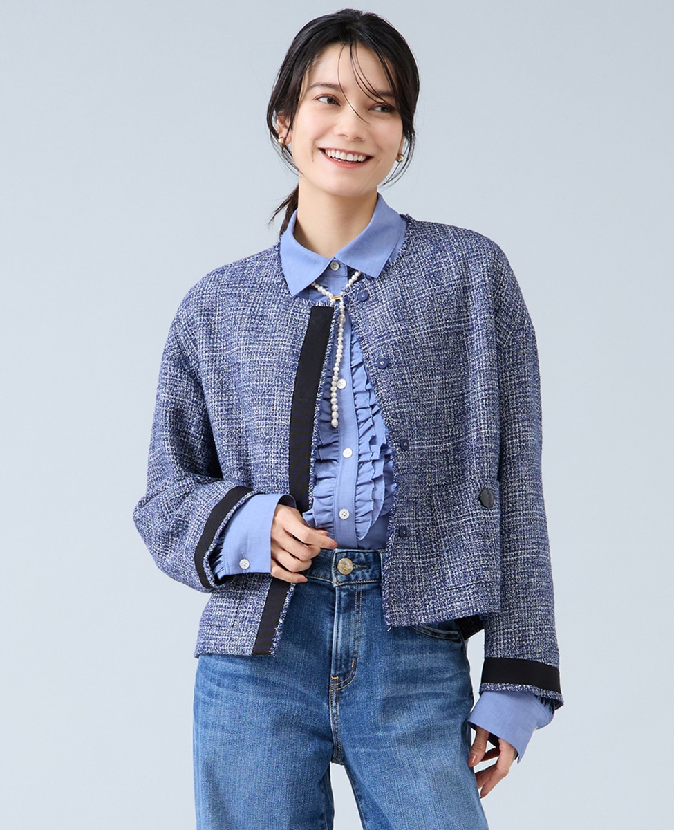 ノーカラーツイードジャケット｜Liesse（リエス）｜商品詳細