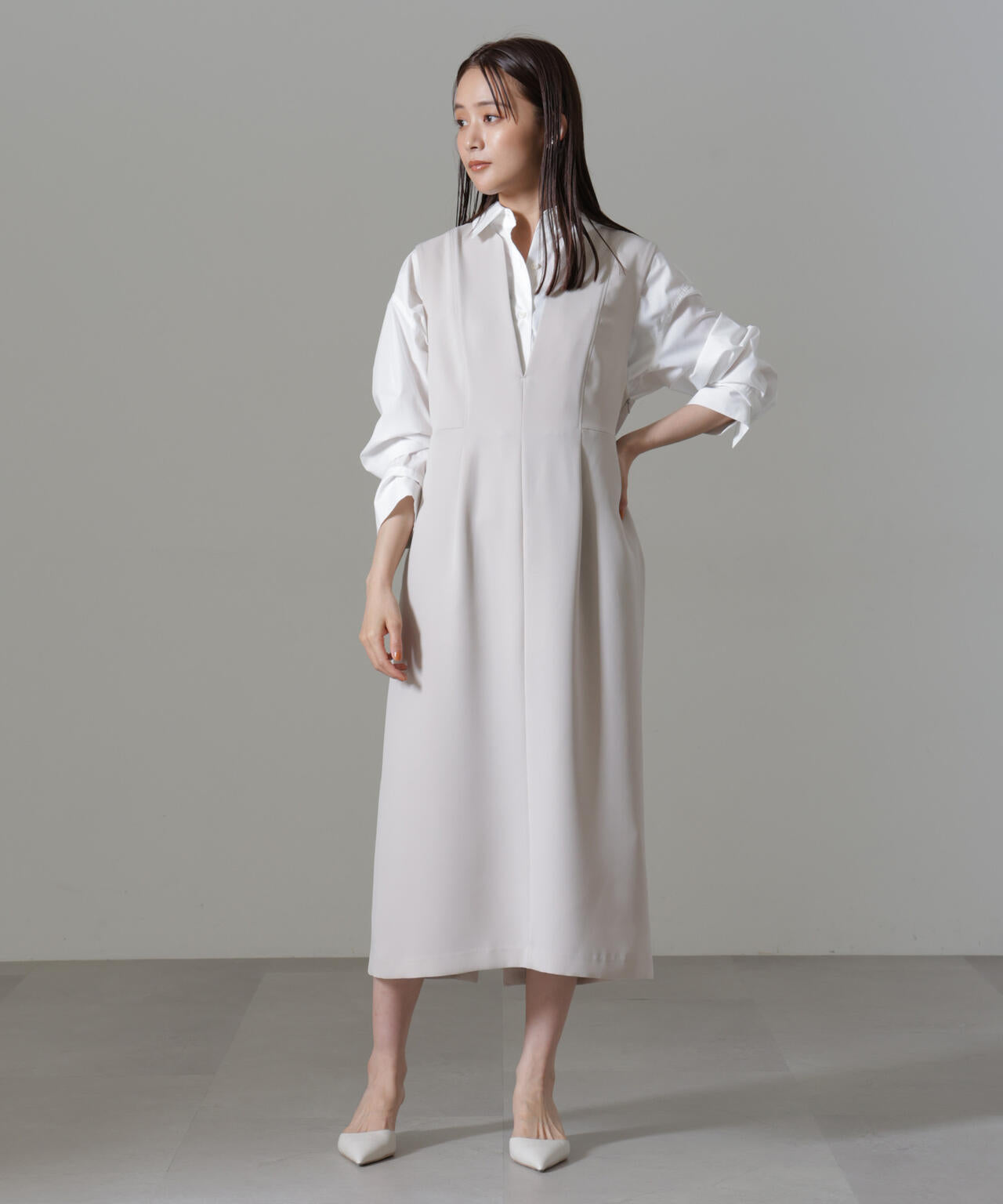 イージーケア ダブルクロス ノースリーブ ワンピース ( セットアップ 可)