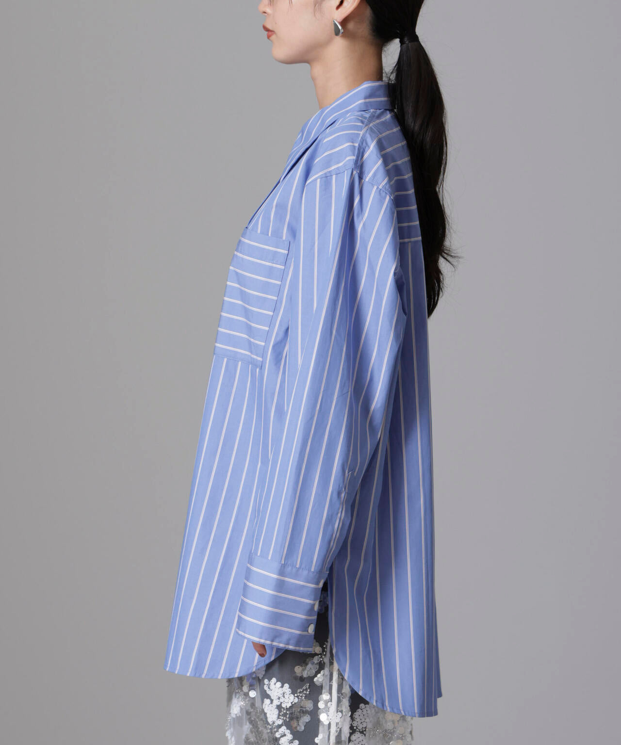 Baum und Pferdgarten / Striped Cotton Poplin シャツ