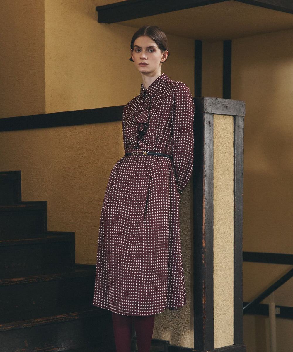 Nikkei magazine掲載】【ウォッシャブル】ラインドット ワンピース