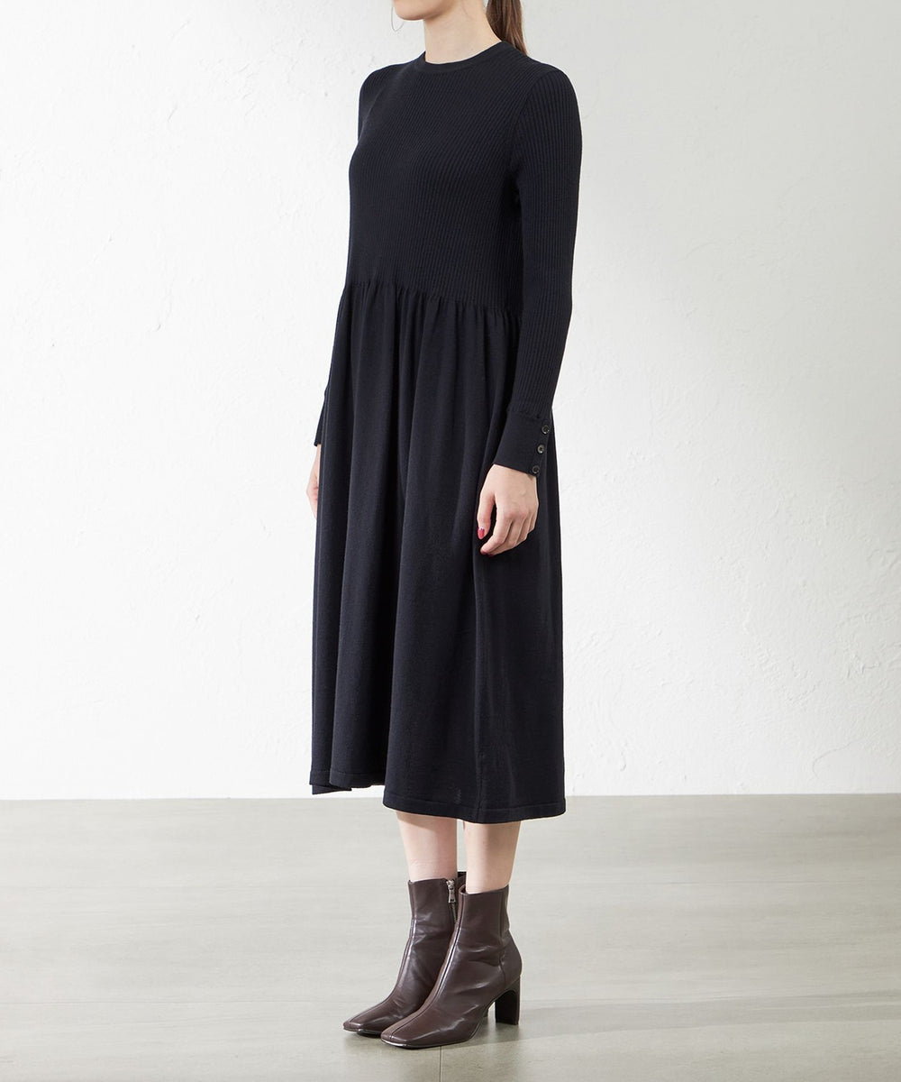 ウールコットンギャザーフレアワンピース(ワンピース)｜AMACA(アマカ
