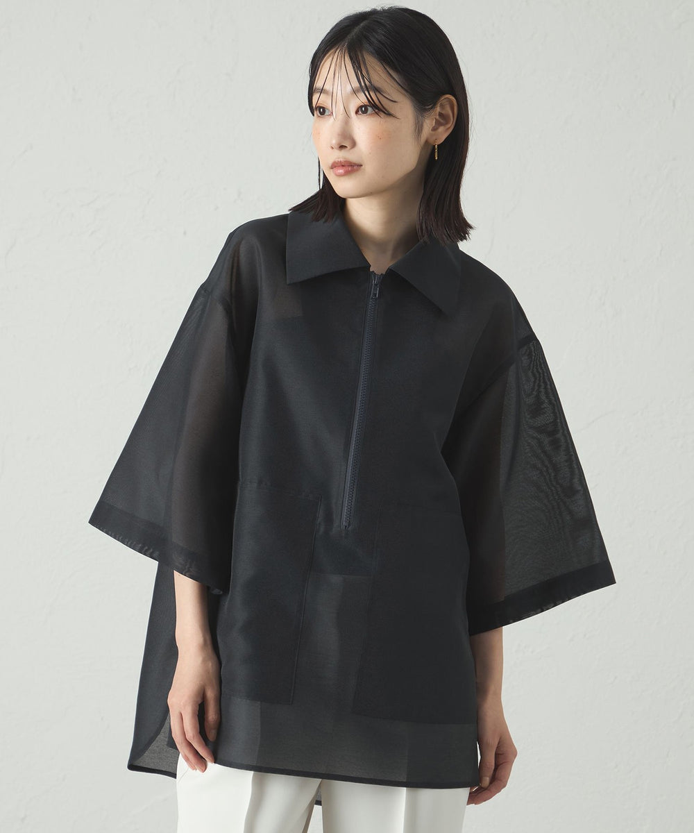 接触冷感】オーガンジージップアップトップス(トップス)｜CAST