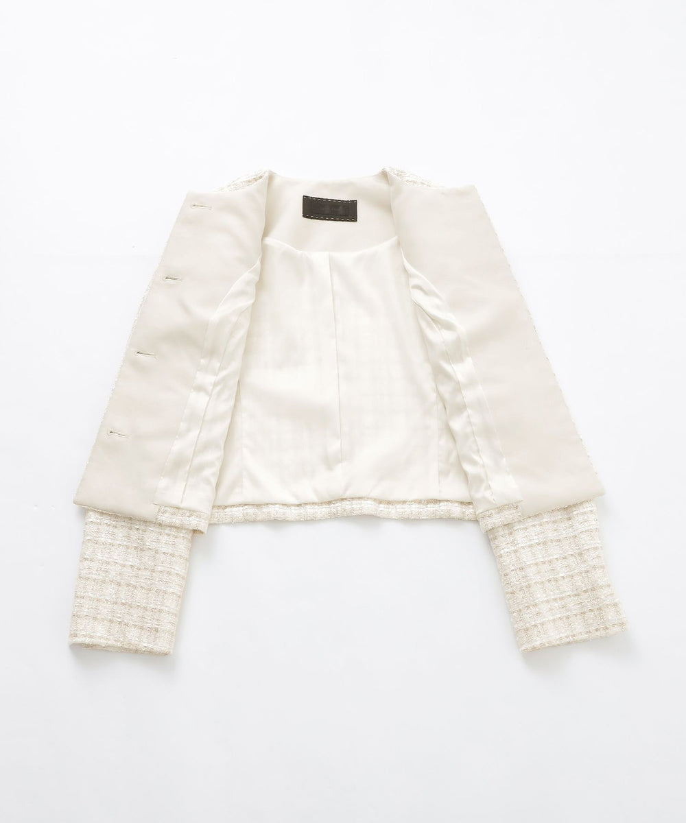 ファンシーツイード ノーカラージャケット(ジャケット)｜TO BE CHIC