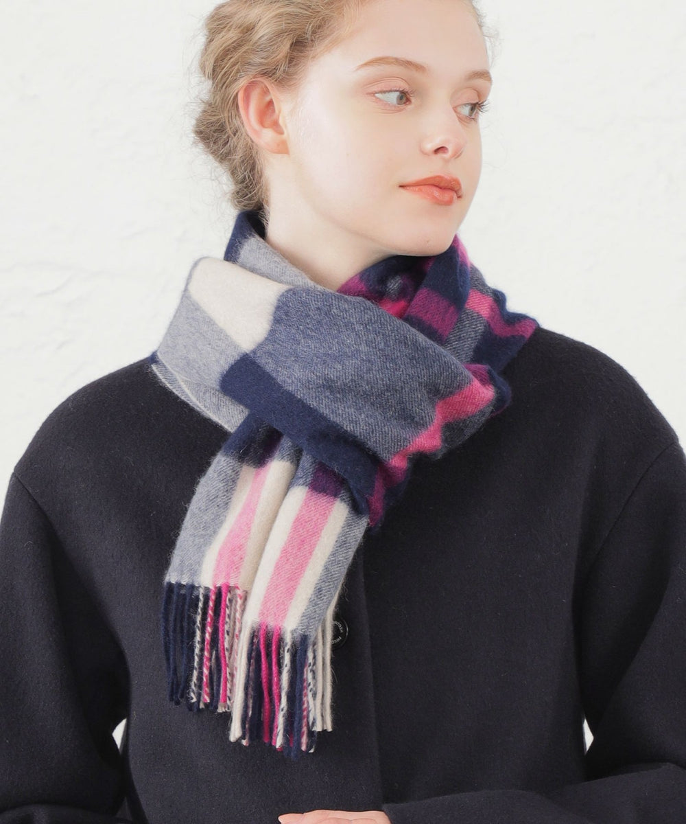ウォッシャブルカシミヤカラーブロックマフラー(マフラー・ストール