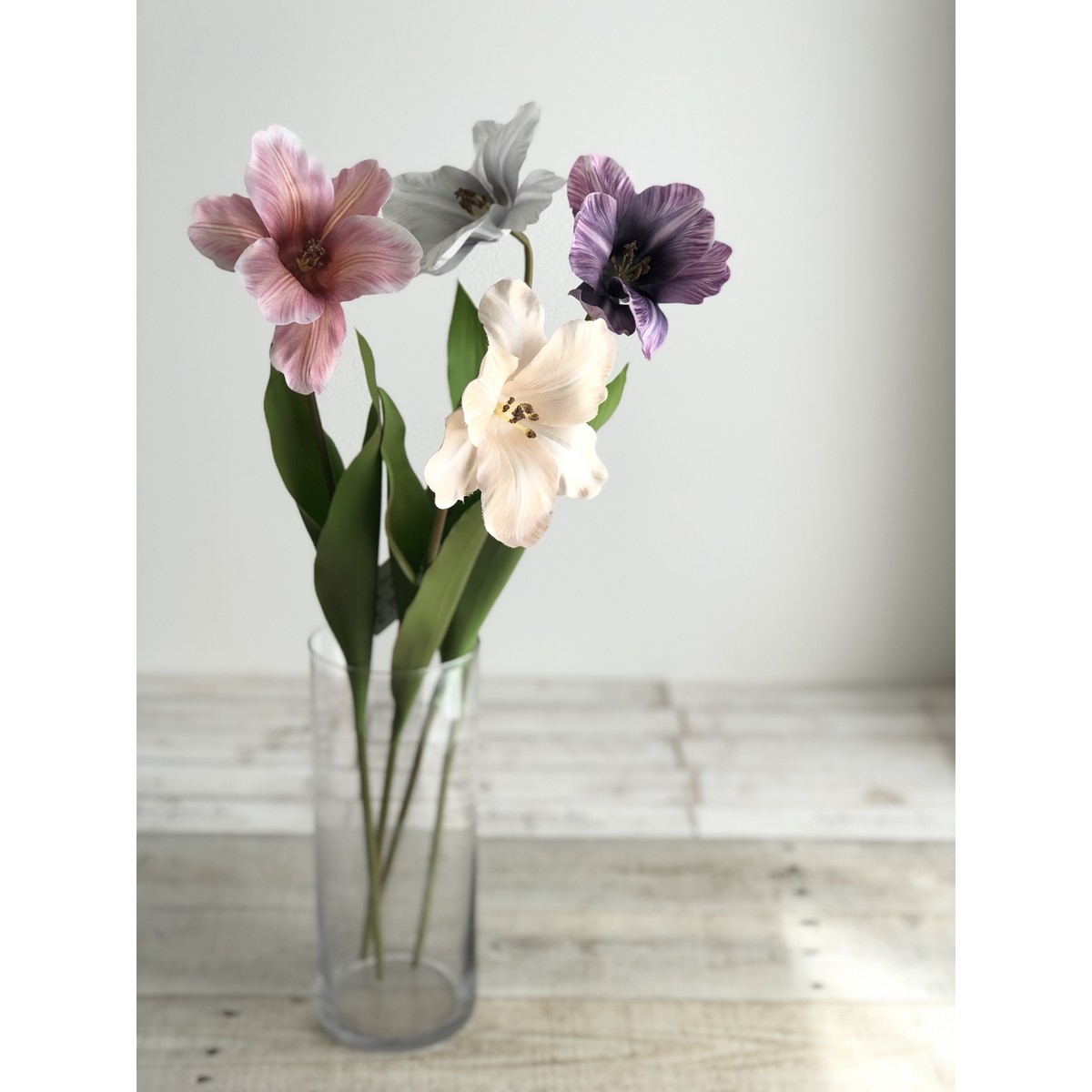 造花】アスカ/オープンチューリップ パープルホワイト/A-34928-7W - 花