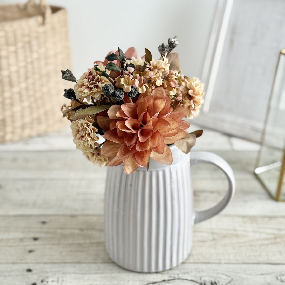 即日☆【造花】MAGIQ東京堂/フォンタナダリアブーケ ブラウンベージュ