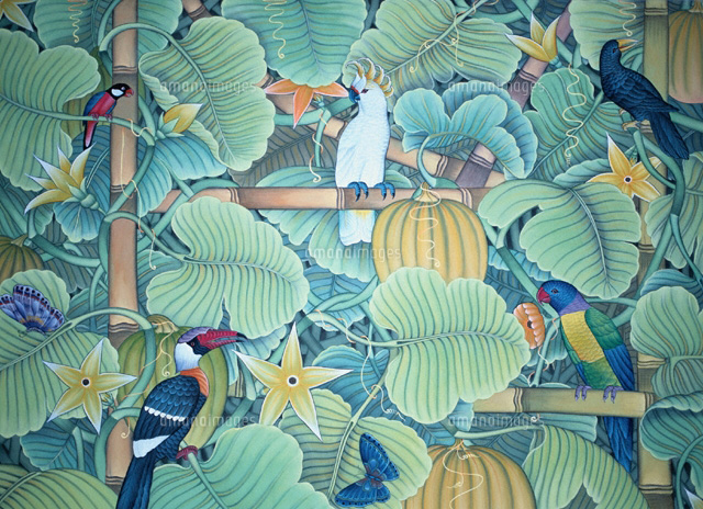 ウブドゥのバリの絵画 バリ島 インドネシア[01678023826]の写真