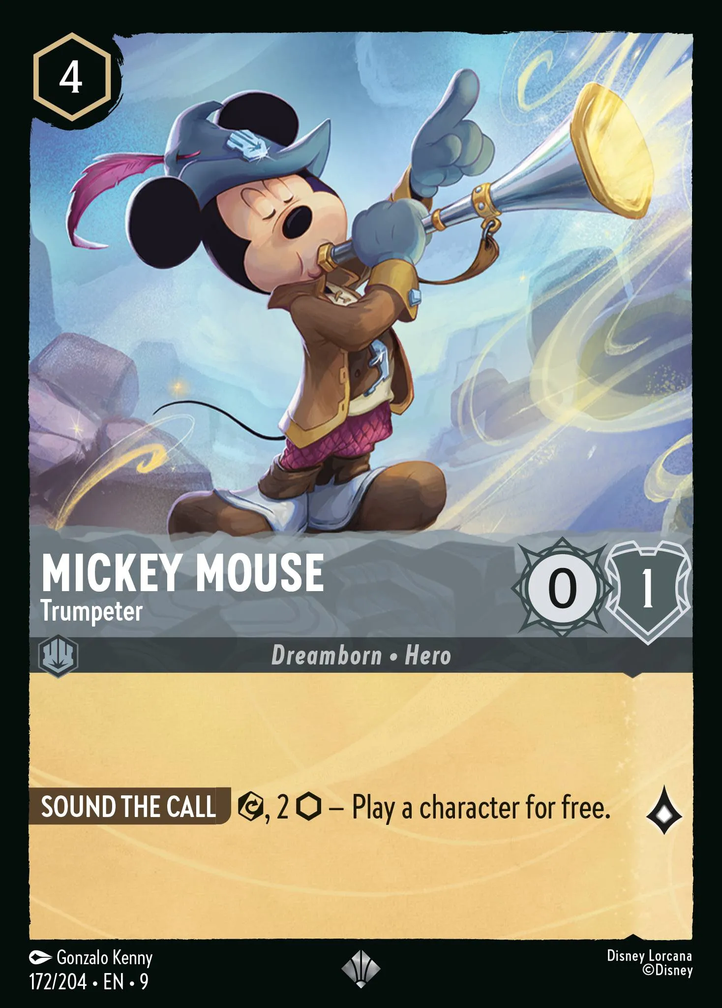 010-023 Mickey Mouse - Amber Champion Lorcana Card | Disney Lorcana