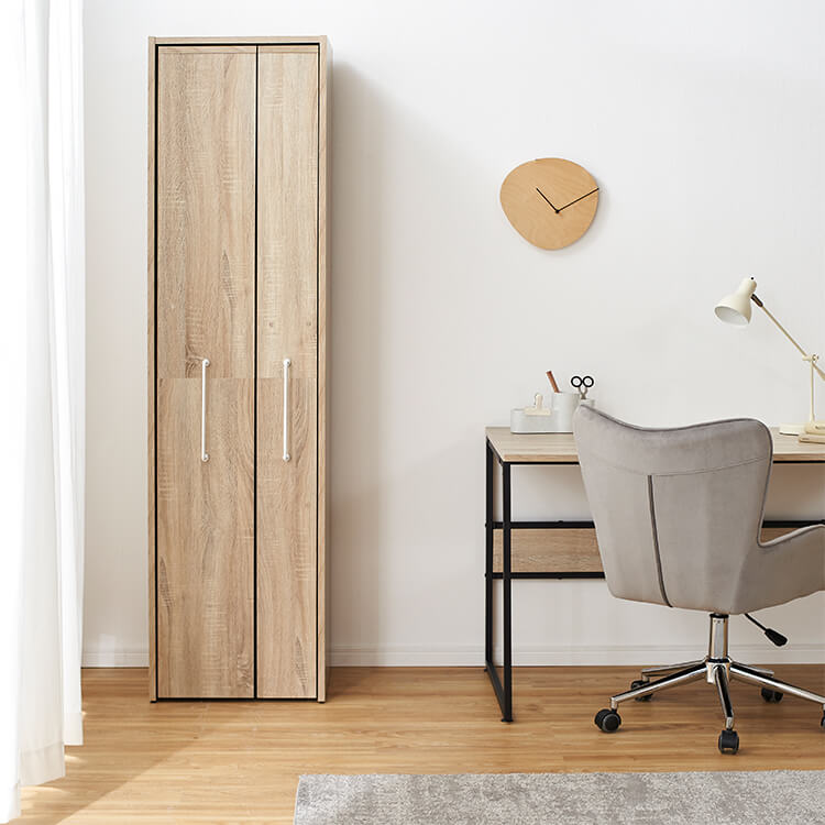 隙間収納にぴったりのスライド本棚(ブラウン/オーク/ウォルナット)可動