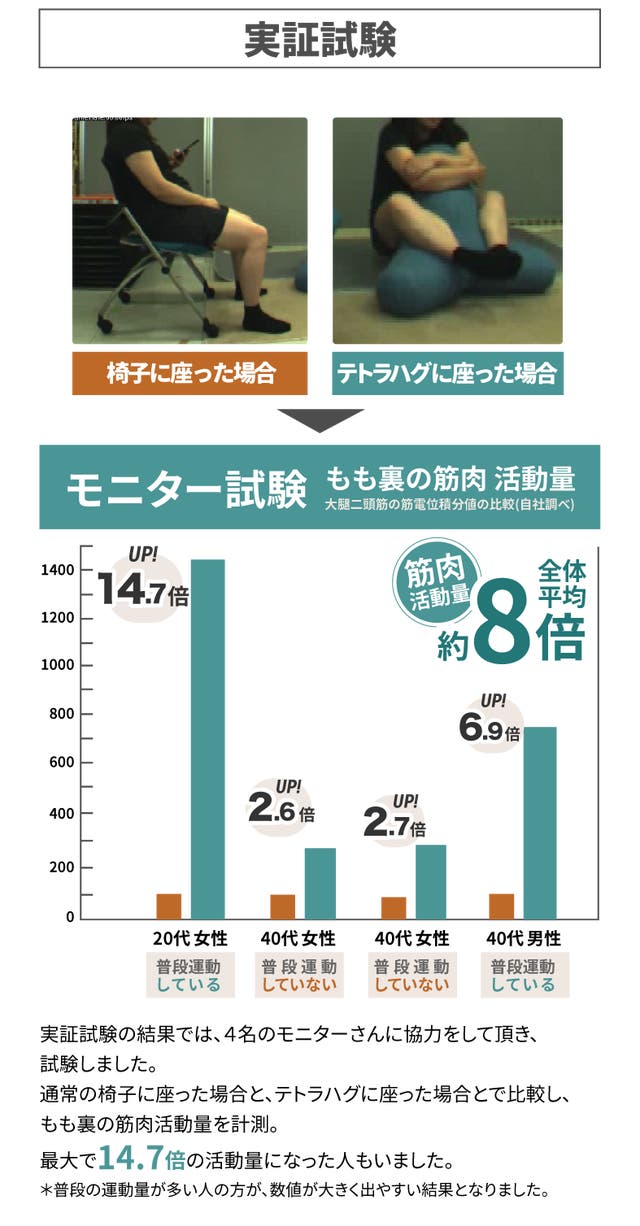 座るだけで筋肉活動量8倍！】ゆる筋トレビーズクッション -Tetra Hug