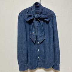 希少！タグ付き ラルフローレンRalph Laurenデニムボウタイブラウス 0