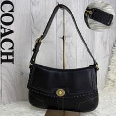 美品♡COACH コーチ ターンロック レザー フラップ ショルダーバッグ
