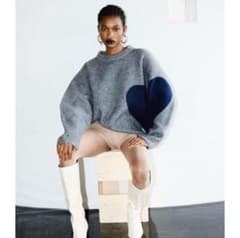 NKNIT pattern knit ハート グレー ネイビー エヌ ニット - メルカリ