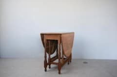 英国アンティーク木製ゲートレッグテーブル/ダイニング机バタフライ(92