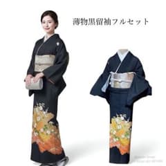 美品 正絹 5つ紋 絽 黒留袖 フルセット5点 身丈157 裄丈65 - メルカリ