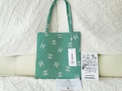 CHANELシャネル☆ノベルティ新品未使用デニムトートバッグ薄手グリーン