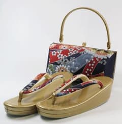 振袖用ゾーリバッグ 帯地使用 かかと高（二段） 振袖 訪問着 袴 新品 F