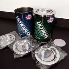 未使用品】EXXON・ESSO（エクソン・エッソ）オイル缶灰皿×2個／予備蓋