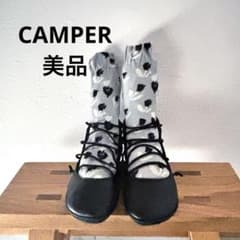 美品 カンペール ライトニナ レースアップ バレエシューズ ブラック 37