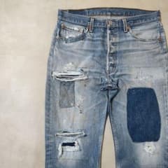 ビンテージ リーバイス 501 ダメージデニム グランジ パッチワーク w34