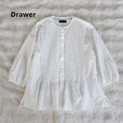 ドゥロワー ☆コットンピンタックブラウス ホワイト ノーカラー - メルカリ